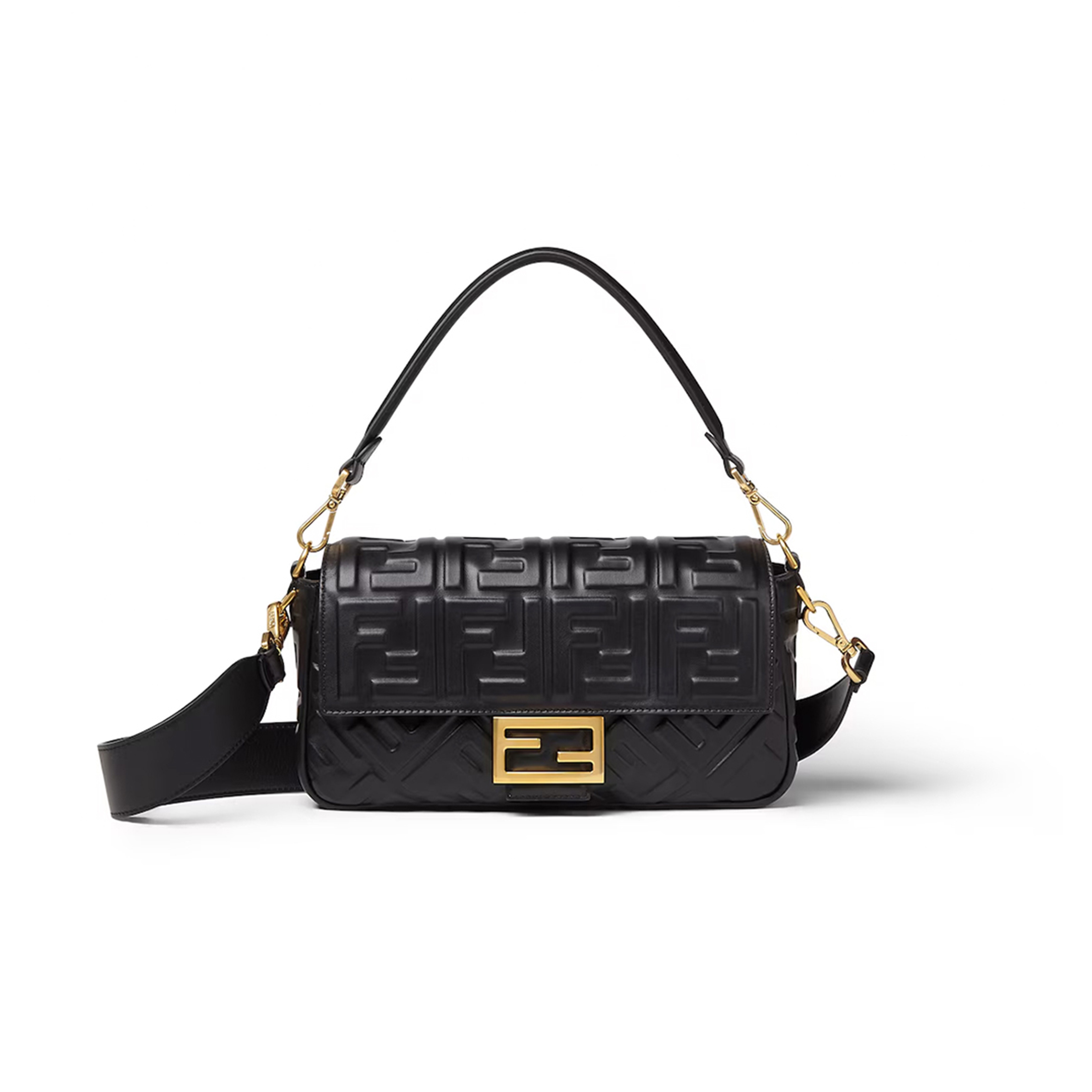 F**di baguette black leather bag 8br600at57f15zw (27*15*6cm)